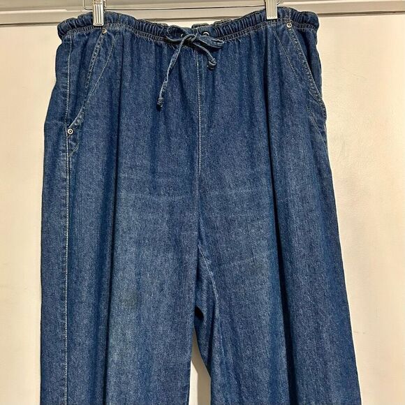 Liz Claiborne Petite Large Blue Denim Jeans Elastic Waist EUC - Picture 2 of 7